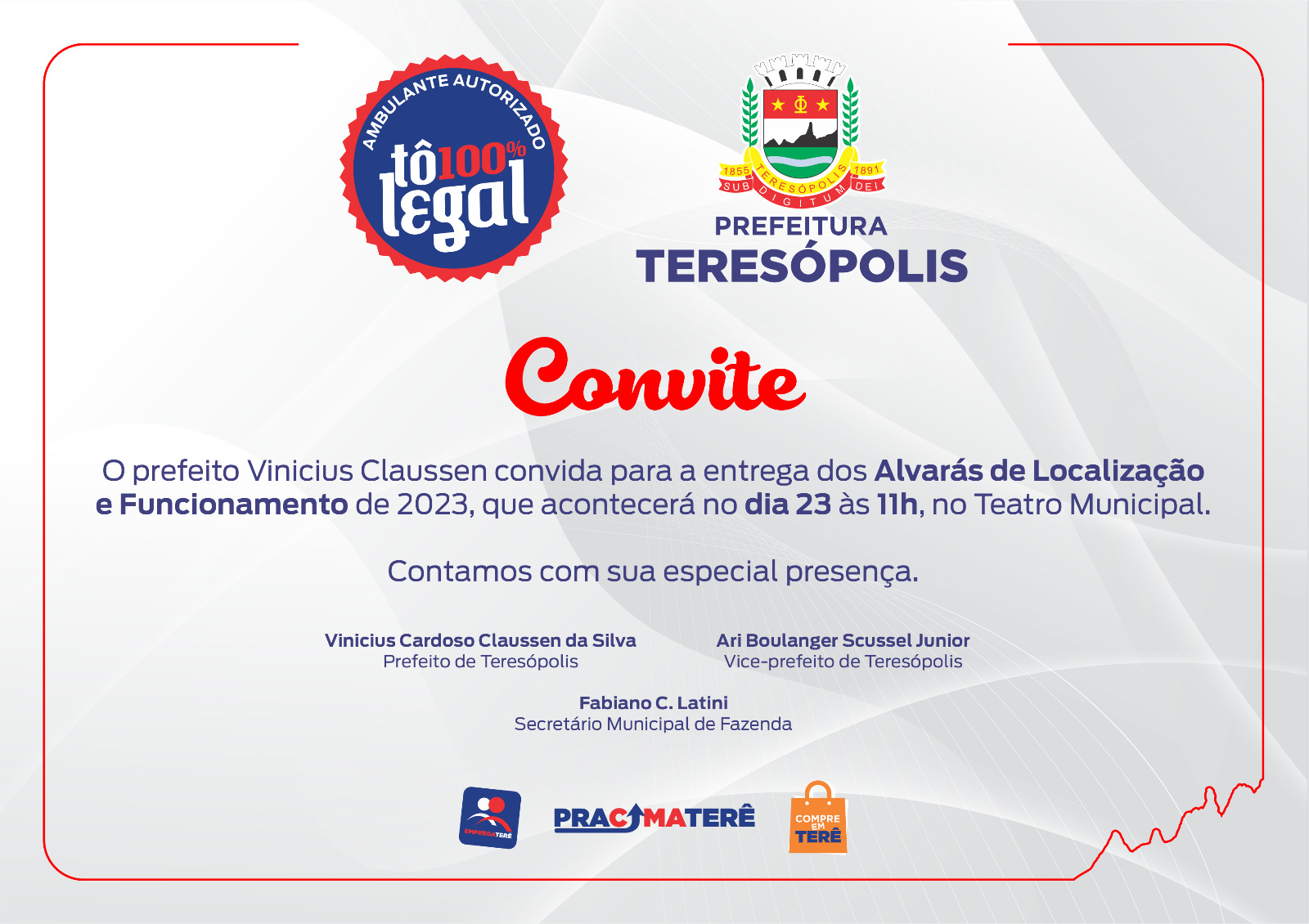 Você está visualizando atualmente ‘Tô 100% Legal’: Prefeitura de Teresópolis entrega alvará e uniforme a 24 vendedores ambulantes