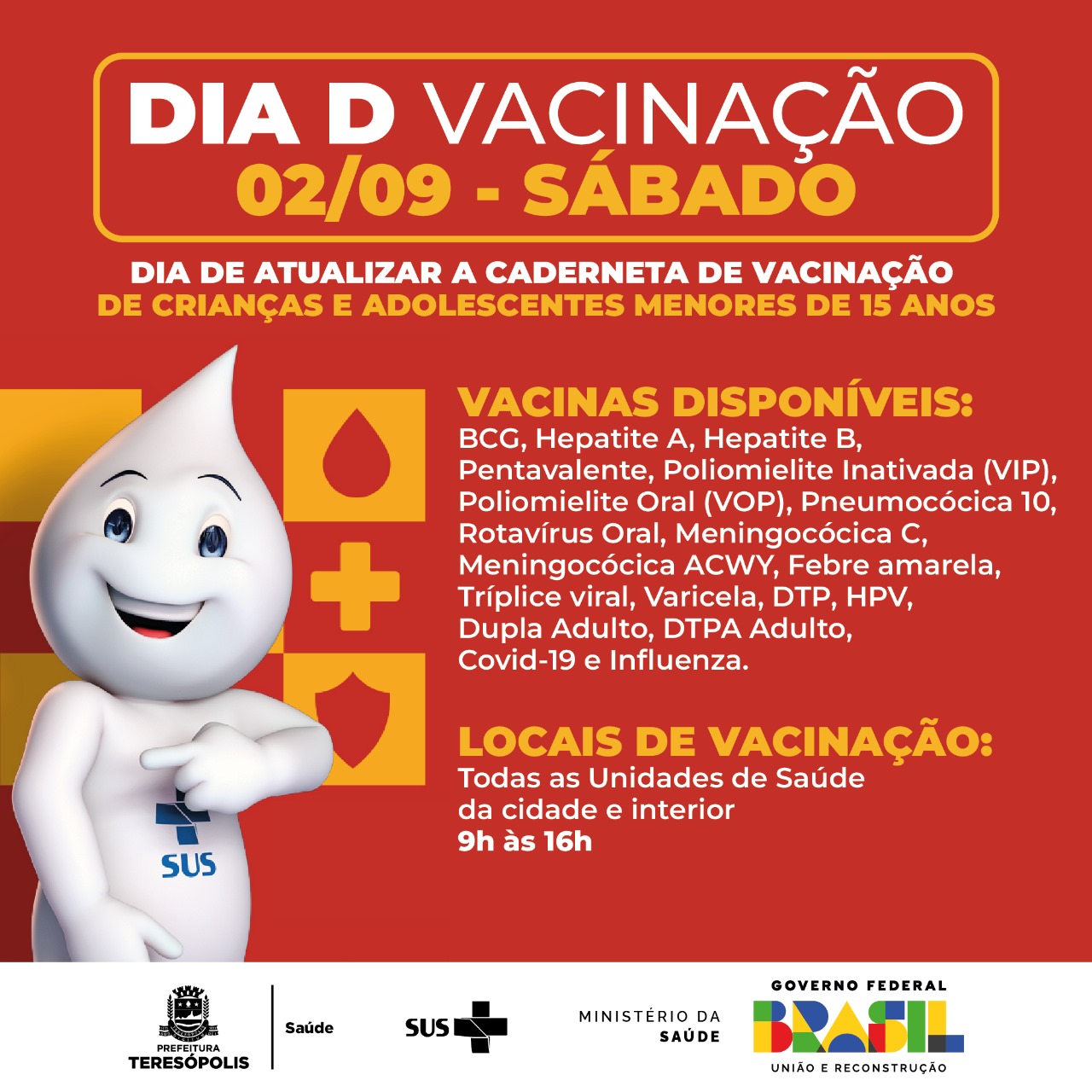 Você está visualizando atualmente Teresópolis mobilizada para o Dia D da Campanha de Multivacinação no sábado, 02/09