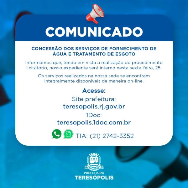 Leia mais sobre o artigo COMUNICADO: Prefeitura de Teresópolis terá expediente interno nesta sexta, dia 25/08/2023