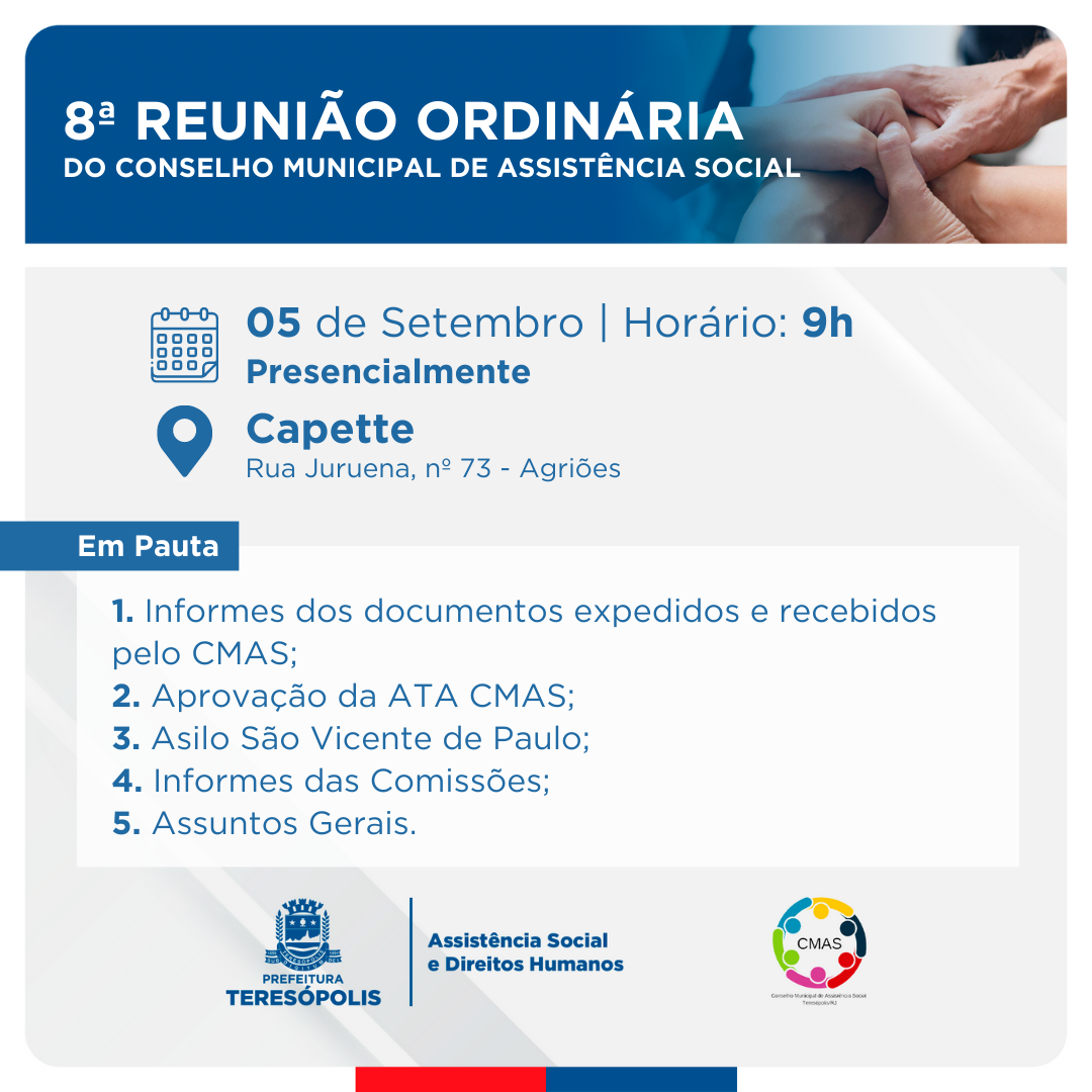 Você está visualizando atualmente 8ª reunião ordinária do CMAS 