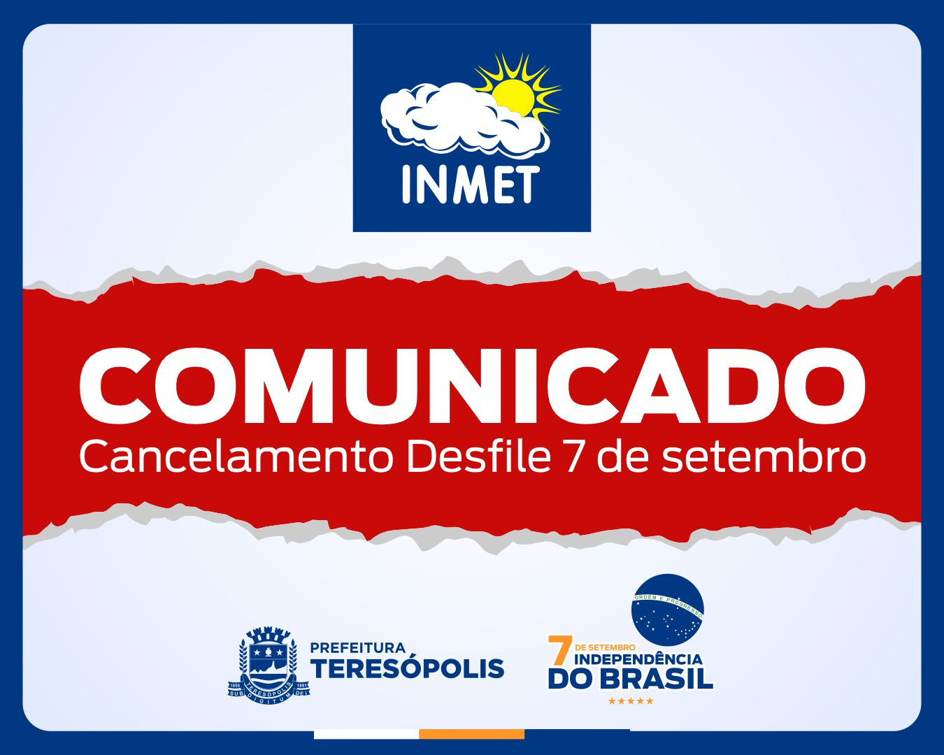 Você está visualizando atualmente COMUNICADO – Cancelamento Desfile 7 de setembro