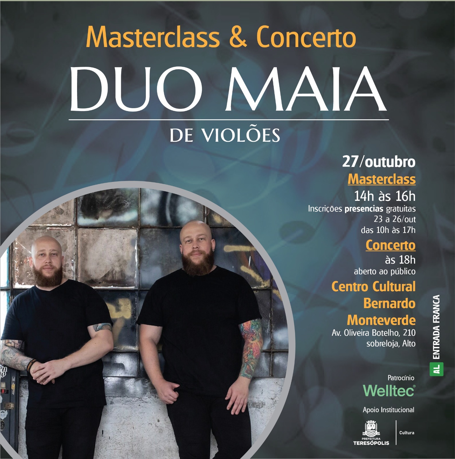 Você está visualizando atualmente Duo Maia apresenta concerto de violões e masterclass na Escola de Música de Teresópolis 