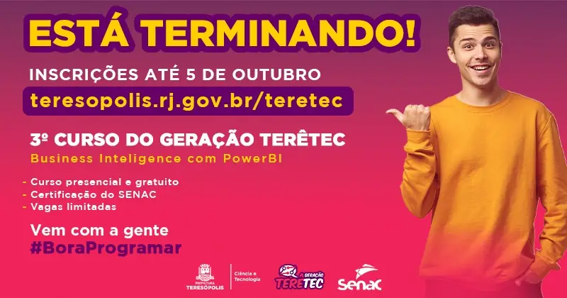 No momento, você está visualizando Geração TerêTec: Inscrições para curso gratuito terminam na próxima quinta-feira, 5