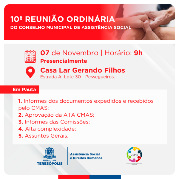 Leia mais sobre o artigo 10ª reunião ordinária do CMAS