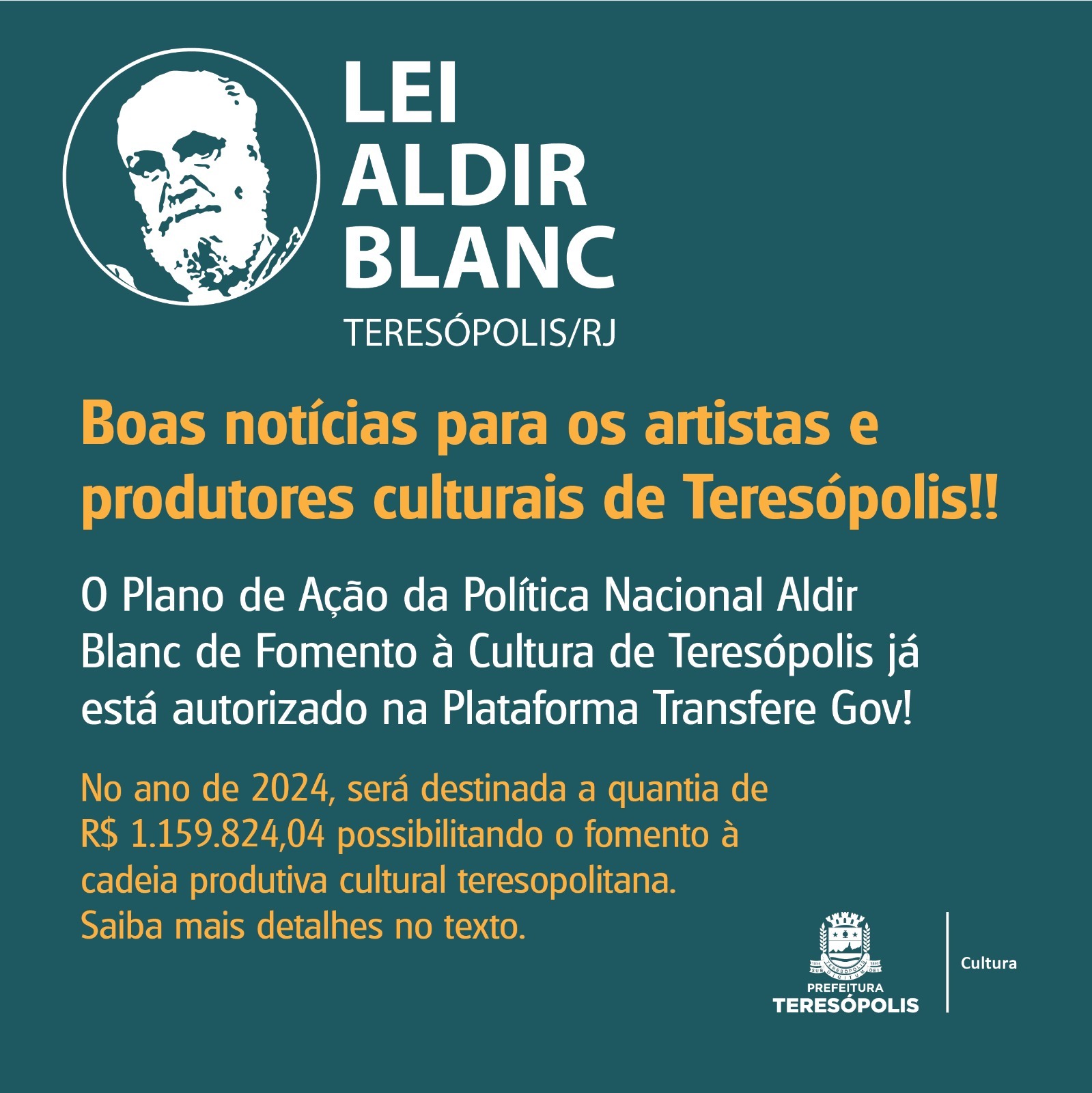 No momento, você está visualizando Teresópolis garante R$ 1,1 milhão da Política Nacional Aldir Blanc de Fomento à Cultura