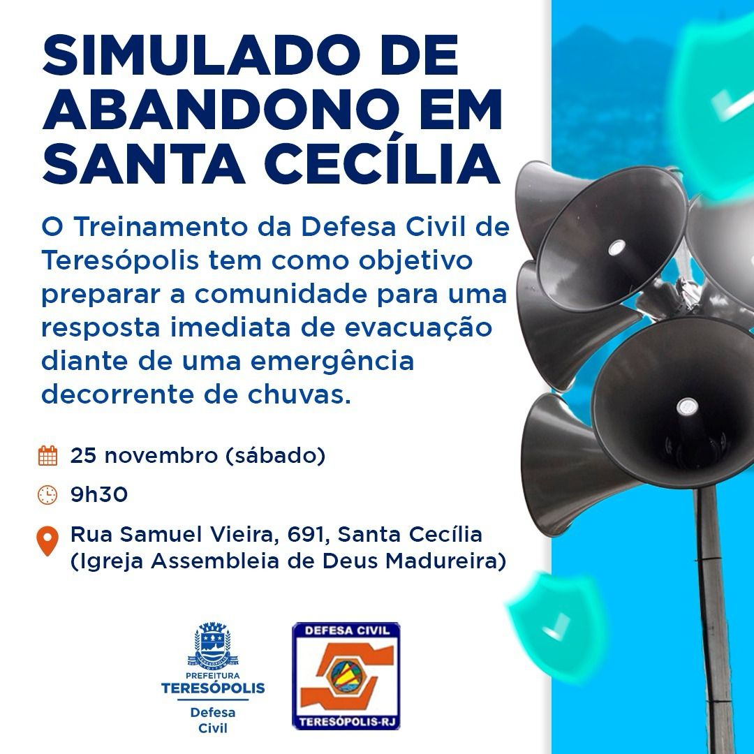 Você está visualizando atualmente Defesa Civil de Teresópolis realiza simulado de abandono de área de risco em Santa Cecília