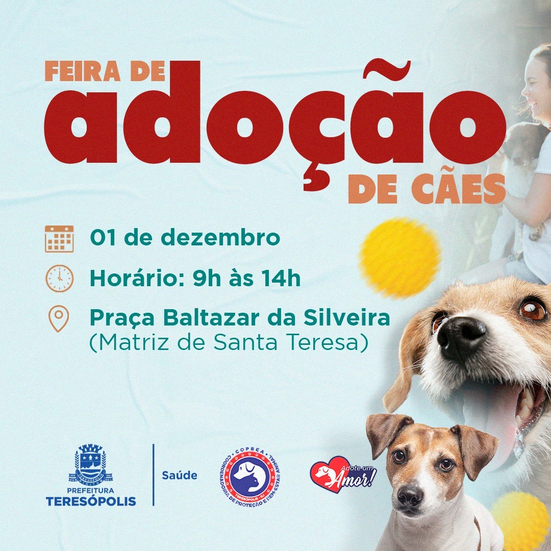 Você está visualizando atualmente Adoção de Pets: COPBEA realiza mais uma edição da feira de cães nesta sexta, 01/12, na Praça Santa Teresa (EVENTO CANCELADO)