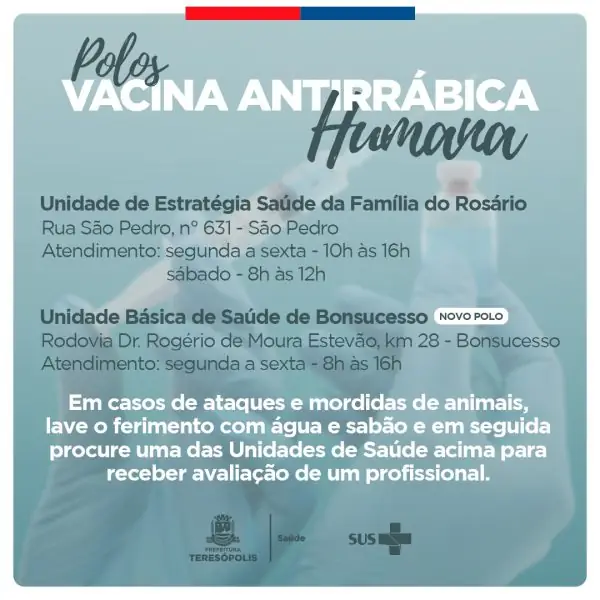 Leia mais sobre o artigo Secretaria Municipal de Saúde inaugura mais um polo de vacinação de profilaxia de antirrábica humana em Bonsucesso: O novo atendimento visa facilitar o acesso ao serviço para moradores do interior do município.