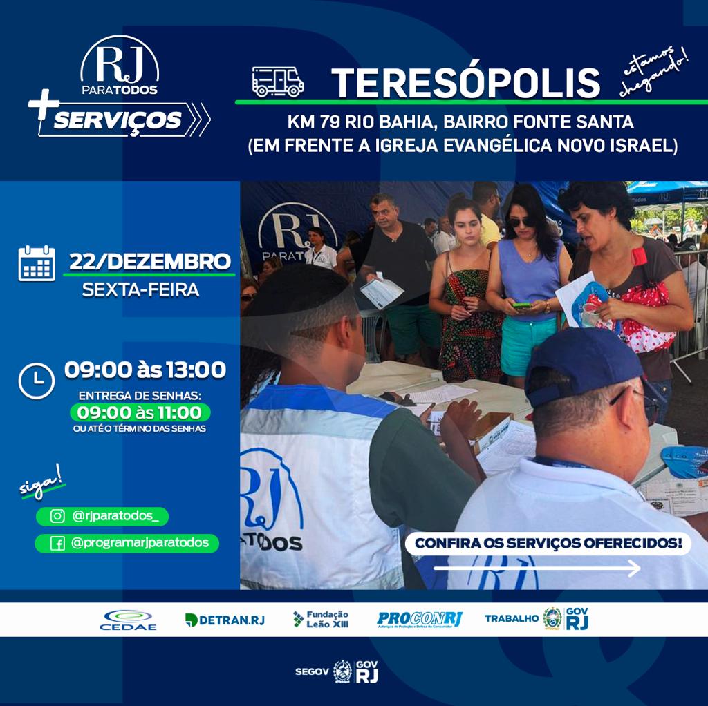 Você está visualizando atualmente RJ para Todos em Teresópolis: ação social do Governo do Estado acontece nesta sexta, 22/12, na Fonte Santa