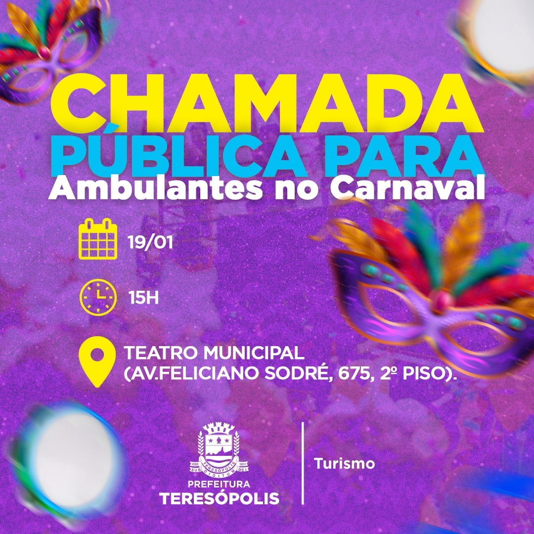 No momento, você está visualizando ‘Terê Alegria em Família’: Prefeitura abre Chamada Pública para ambulantes que desejam comercializar produtos no Carnaval