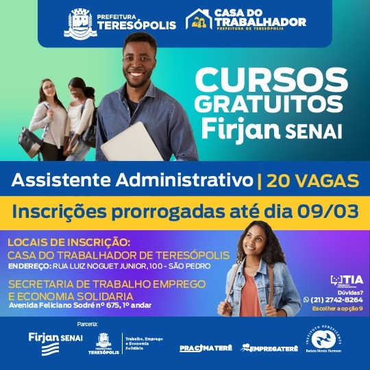 Você está visualizando atualmente Prorrogadas as inscrições para curso gratuito de Assistente Administrativo na Casa do Trabalhador de Teresópolis