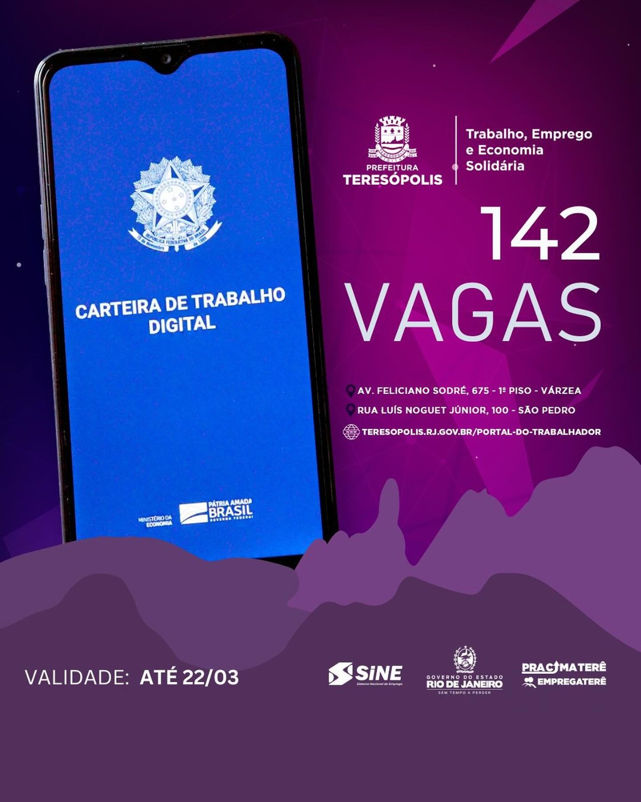 Você está visualizando atualmente Programa ‘Emprega Terê’: Sine divulga 142 vagas de emprego até o dia 22 de março