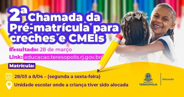 Leia mais sobre o artigo Educação divulga resultado da 2ª Chamada da Pré-matrícula para creches no próximo dia 28/03