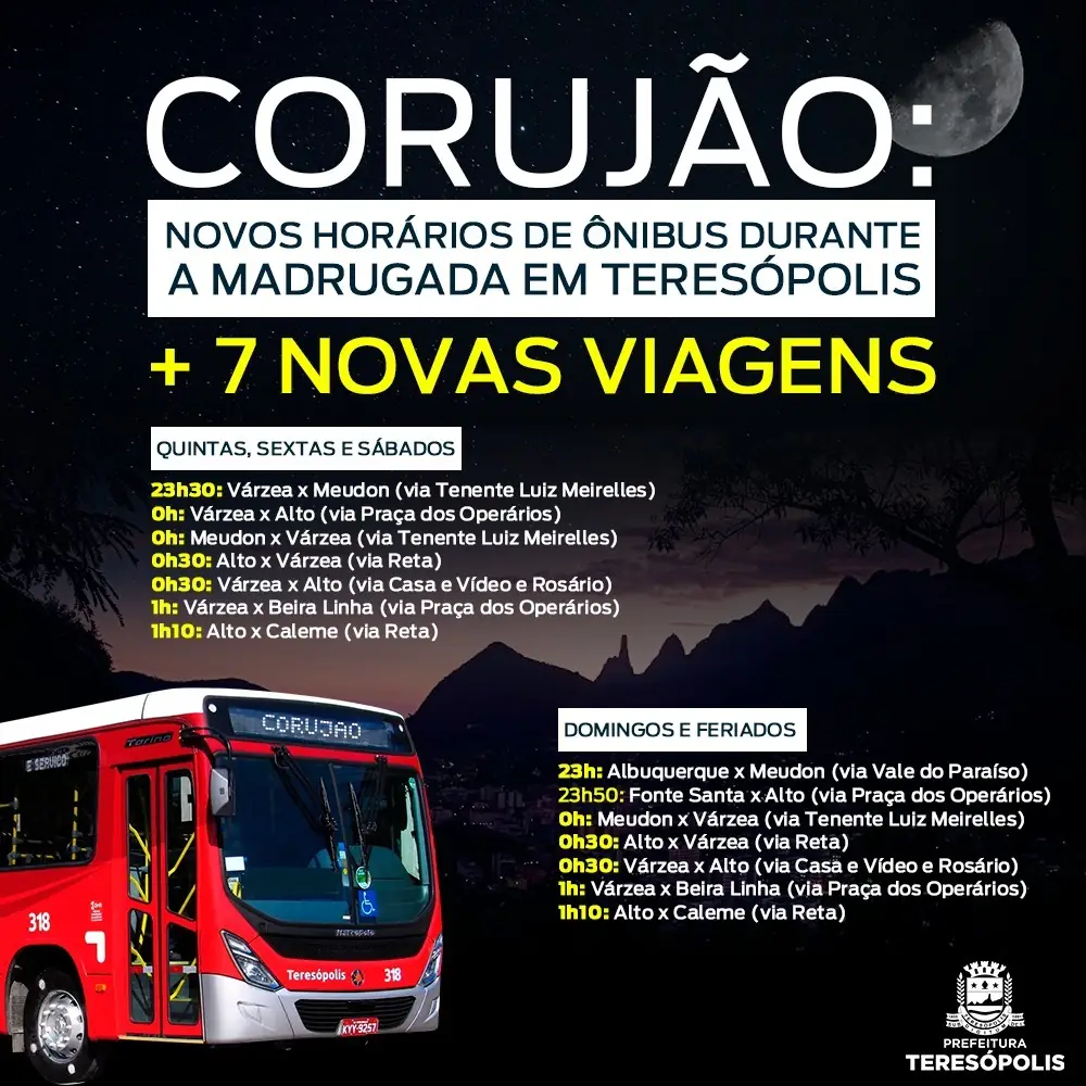 No momento, você está visualizando Corujão: novos horários de ônibus para atender a população durante a madrugada em Teresópolis; veja os itinerários previstos.