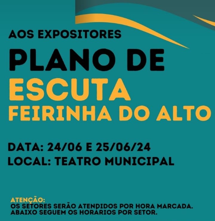 Leia mais sobre o artigo Plano de Retomada Estratégica da Feirinha do Alto: Prefeitura e Governo do Estado convocam expositores para reunião nesta segunda e terça, 24 e 25/06, por setores