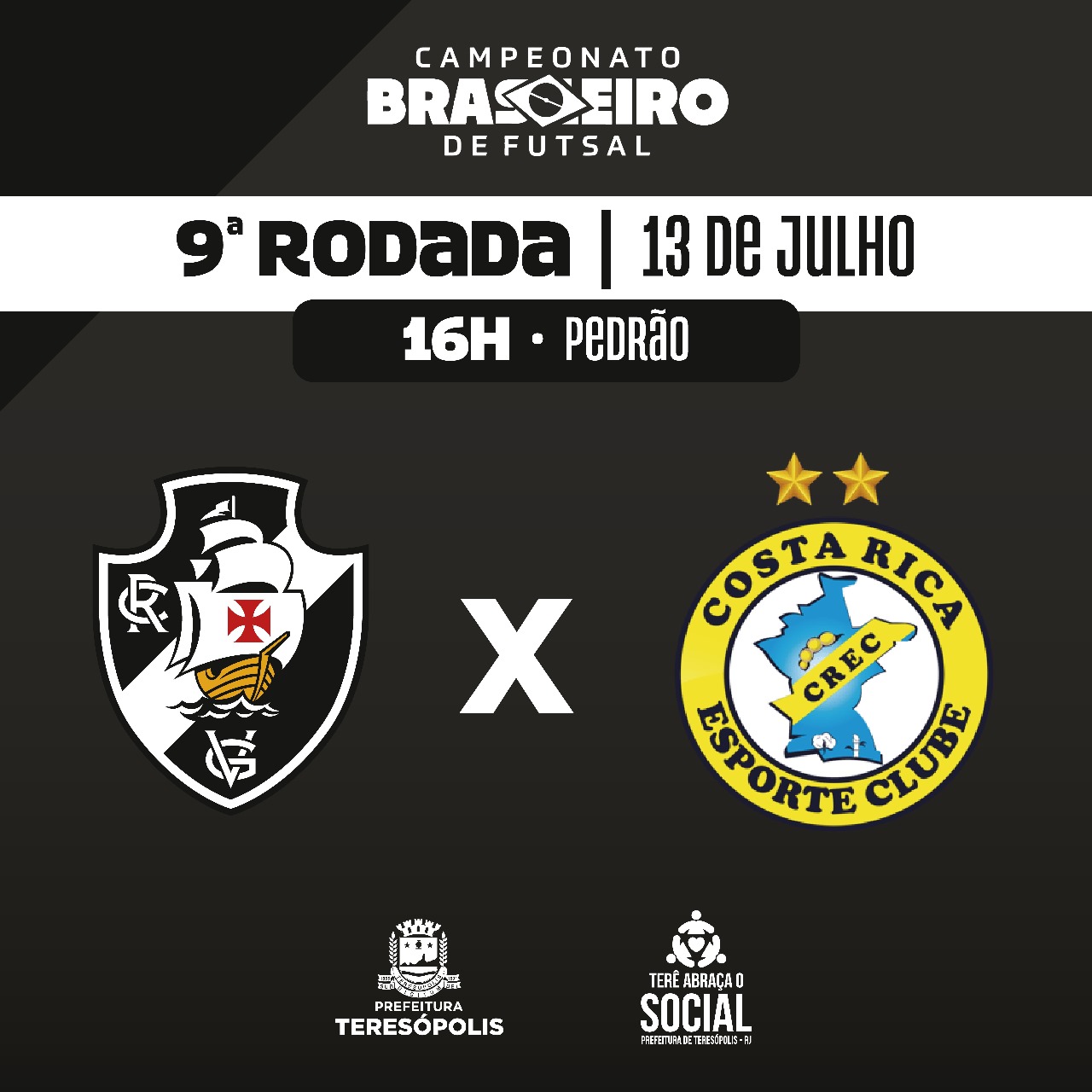 Leia mais sobre o artigo 9ª rodada do Campeonato Brasileiro de Futsal: Vasco da Gama enfrenta o Costa Rica (MS) neste sábado, 13, no Pedrão