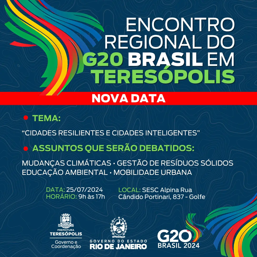 Leia mais sobre o artigo Reunião do G20 Brasil em Teresópolis é transferida para 25 de julho