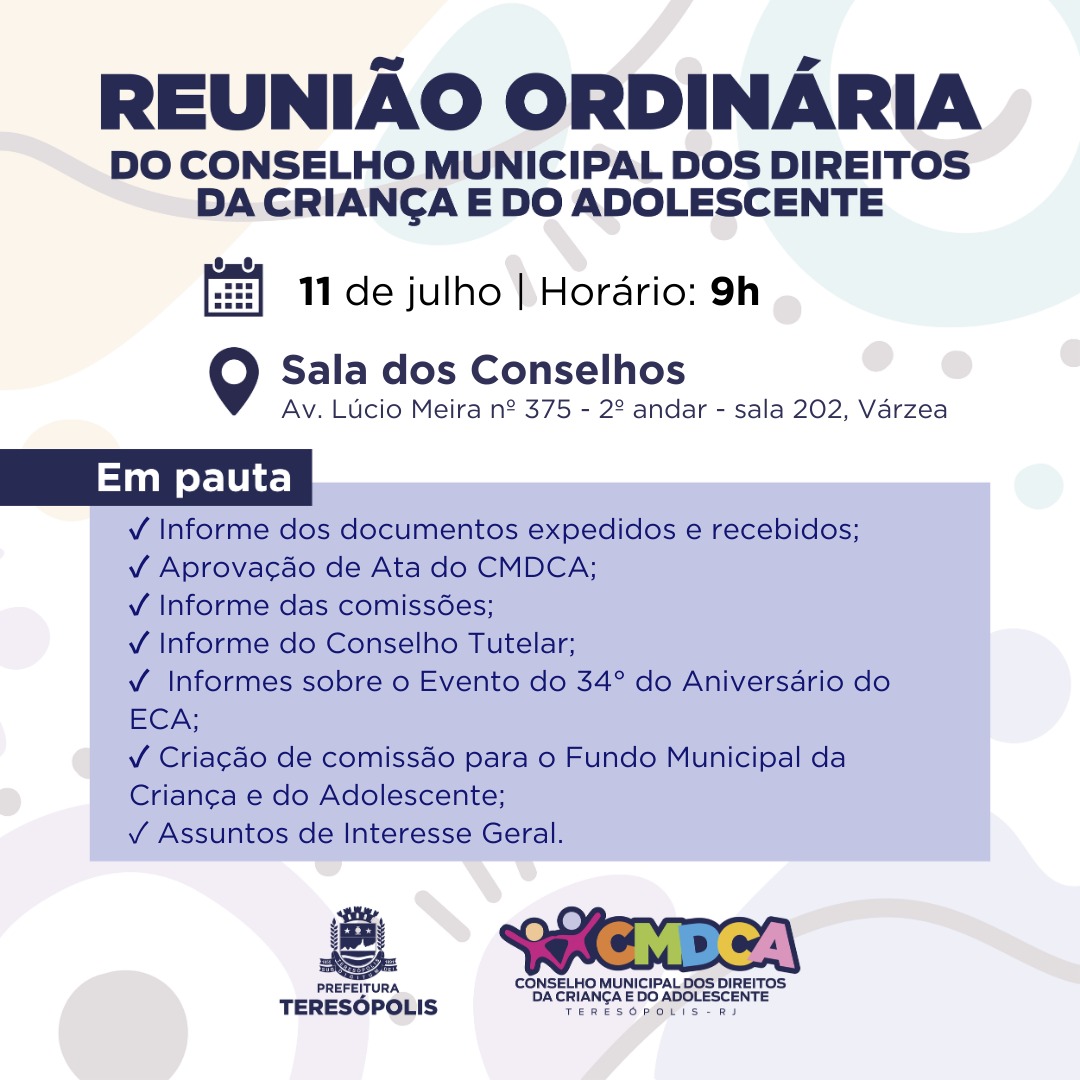 Leia mais sobre o artigo Reunião Ordinária do CMDCA