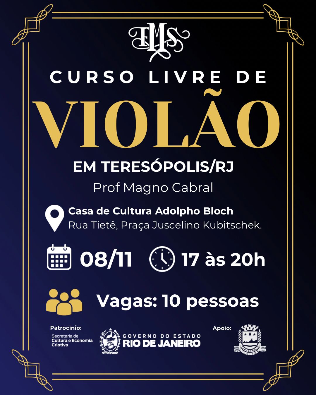 No momento, você está visualizando Casa de Cultura Adolpho Bloch em Teresópolis recebe curso livre de violão nesta sexta, 08/11