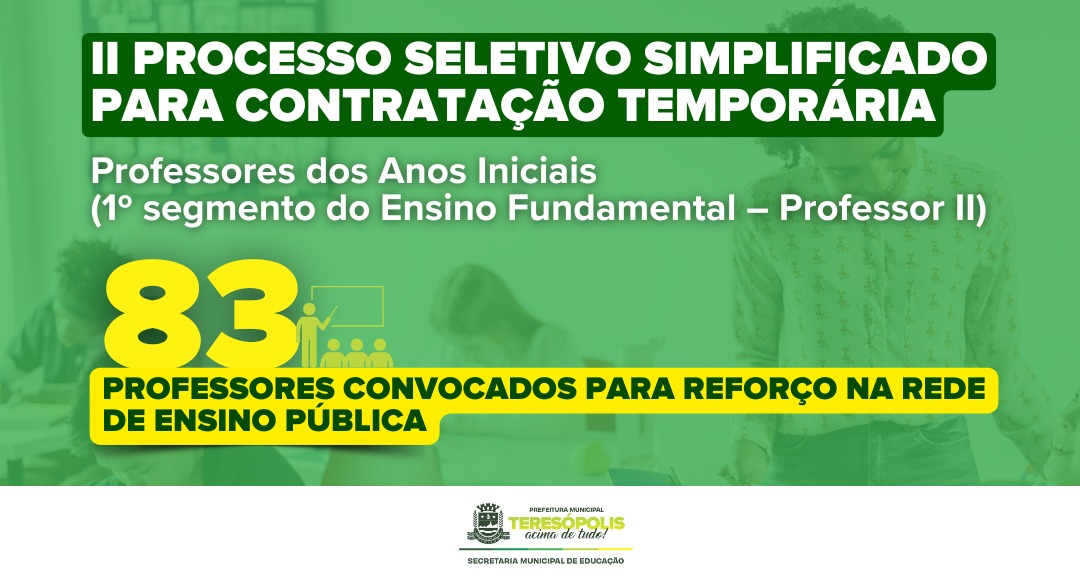 Leia mais sobre o artigo Prefeitura de Teresópolis convoca 83 professores para Rede Municipal