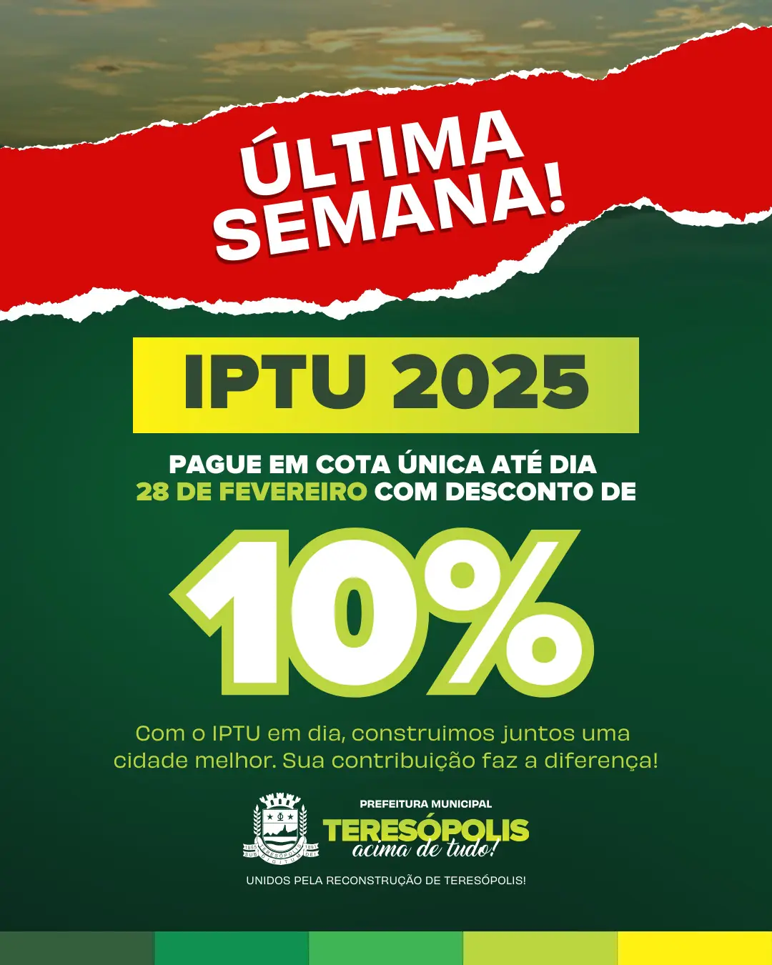 No momento, você está visualizando Última semana: desconto de 10% para quitar o IPTU em cota única segue até o dia 28, em Teresópolis