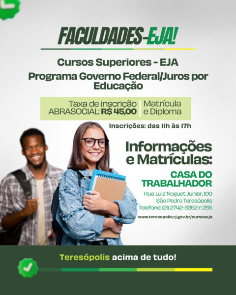 Leia mais sobre o artigo Inscrições para cursos superiores e Educação de Jovens e Adultos seguem na Casa do Trabalhador de Teresópolis