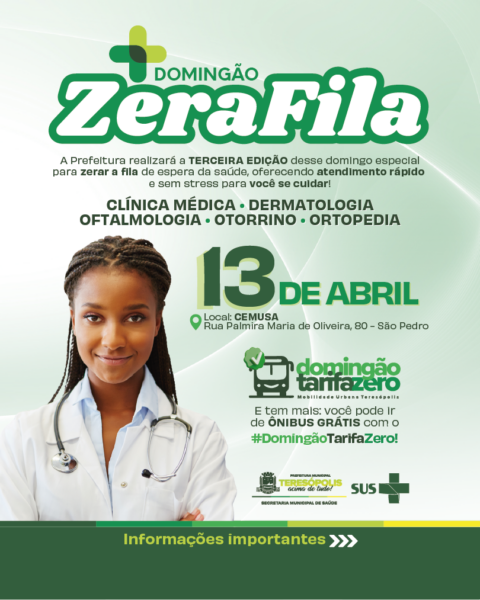 Leia mais sobre o artigo Terceira edição do Domingão Zera Fila acontece no próximo dia 13 de abril.