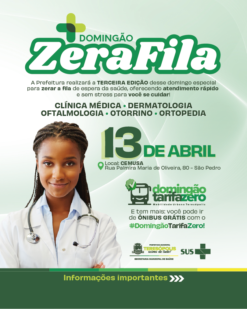 No momento, você está visualizando Terceira edição do Domingão Zera Fila acontece no próximo dia 13 de abril.