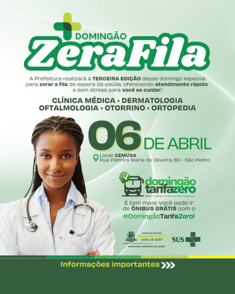 Leia mais sobre o artigo Terceira edição do Domingão Zera Fila acontece no dia 06 de abril