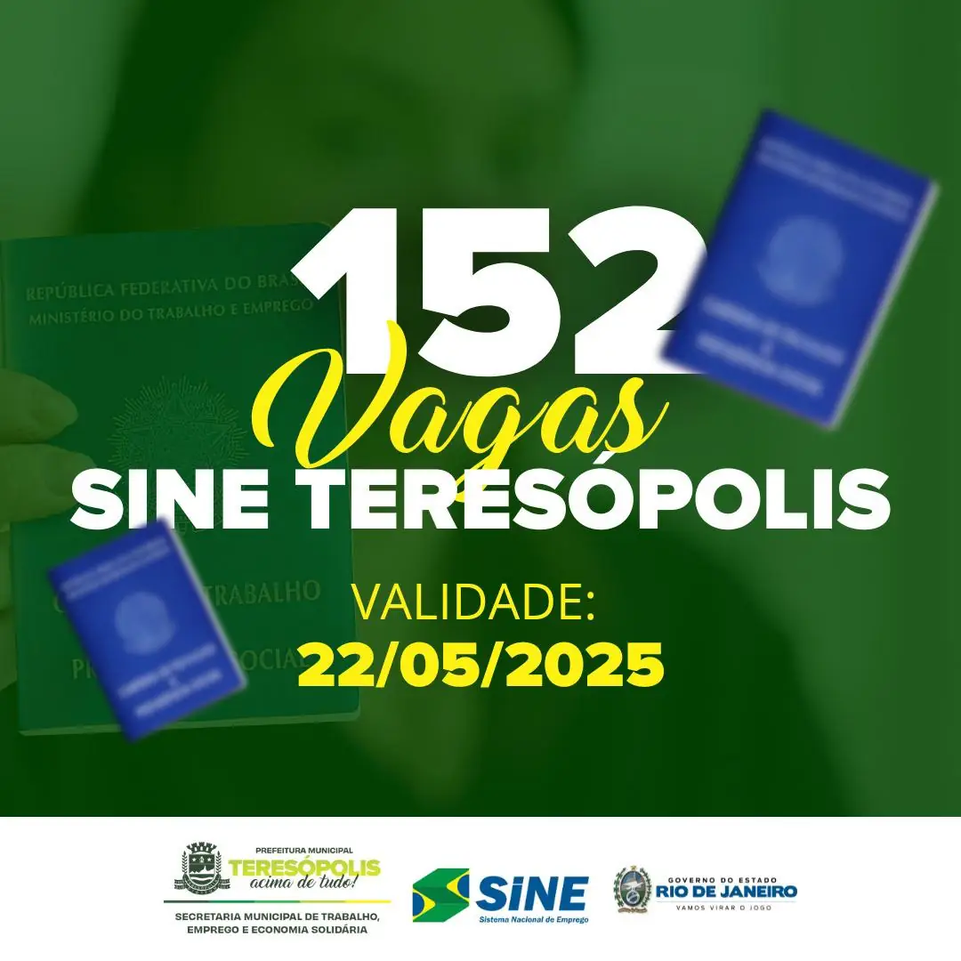 Leia mais sobre o artigo Sine divulga 152 vagas de emprego em Teresópolis
