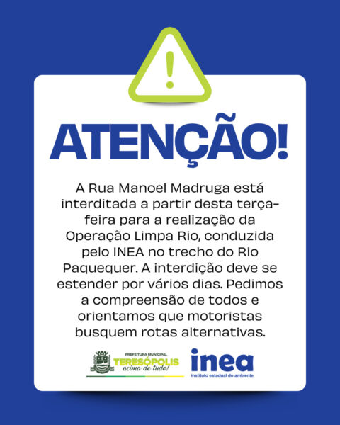 Leia mais sobre o artigo COMUNICADO – Assunto: Interdição da Rua Manoel Madruga – Praça Olímpica