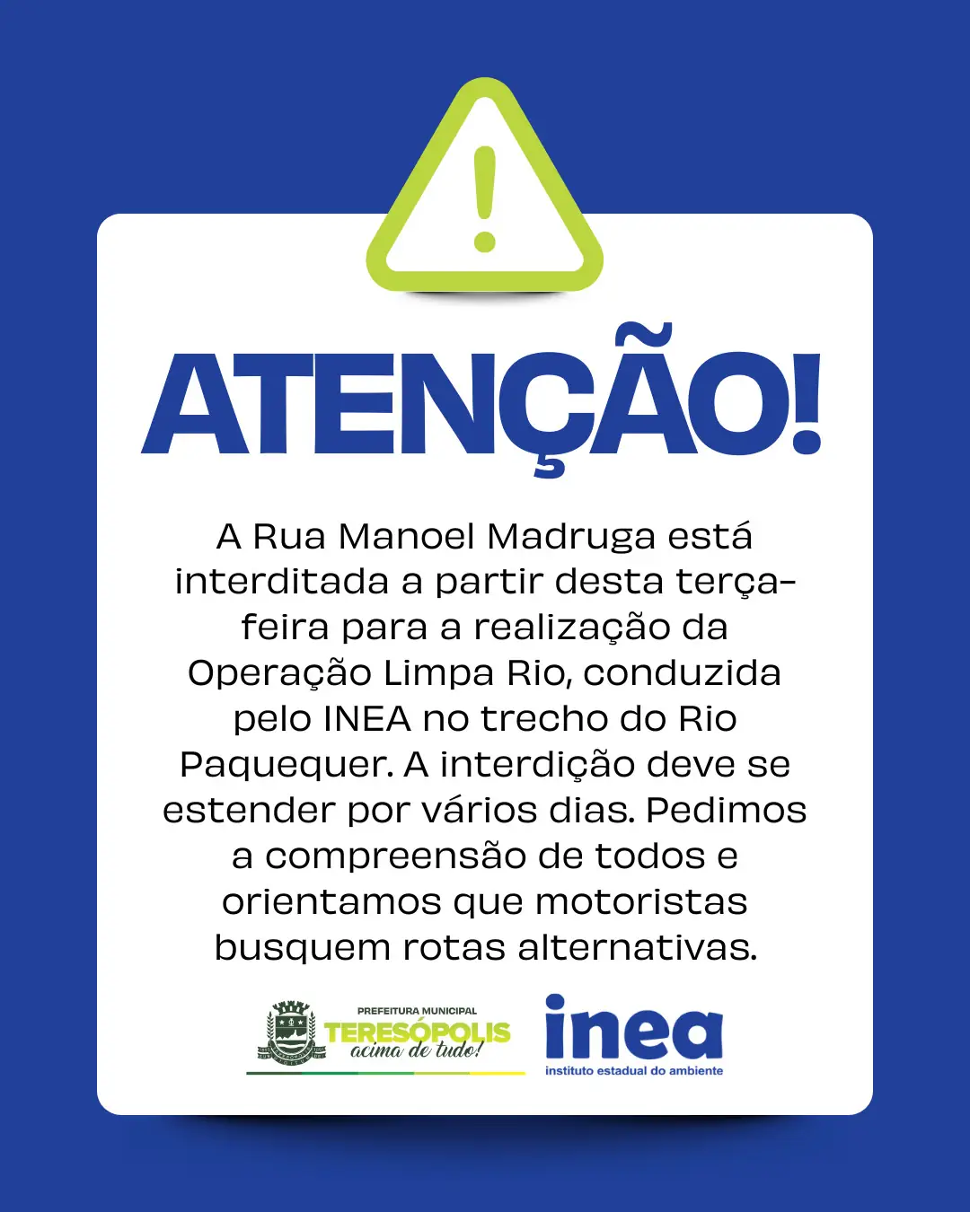 No momento, você está visualizando COMUNICADO – Assunto: Interdição da Rua Manoel Madruga – Praça Olímpica