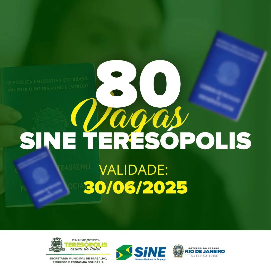 No momento, você está visualizando Sine Teresópolis anuncia 80 vagas de emprego