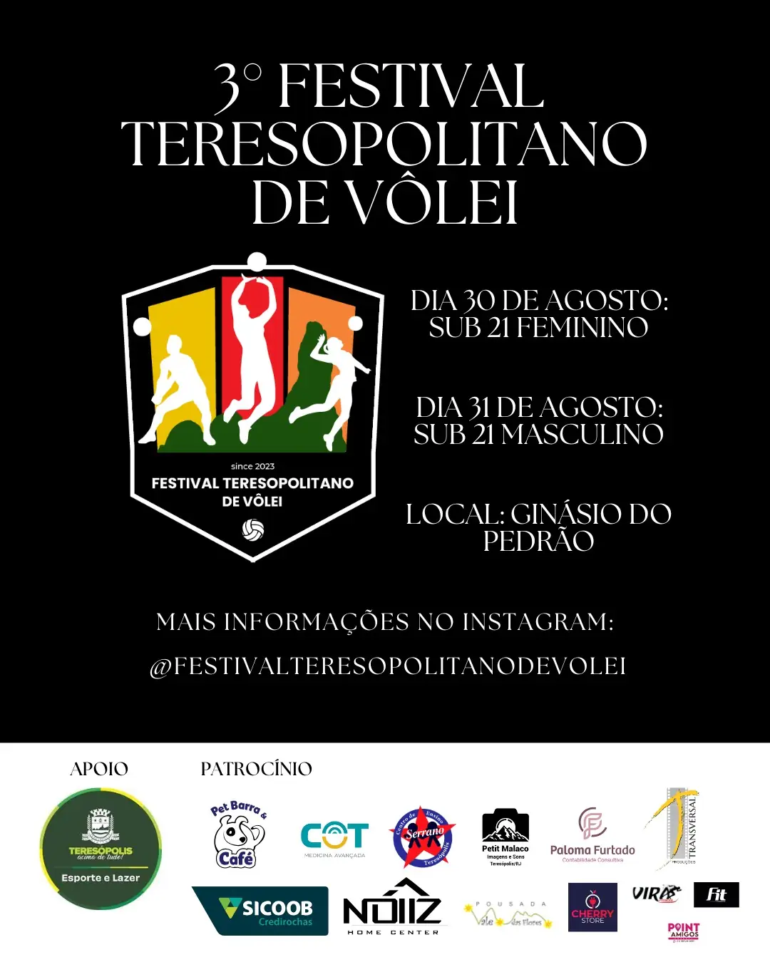No momento, você está visualizando 3º edição do Festival Teresopolitano de Vôlei acontece nos dias 30 e 31 de agosto no Ginásio Pedrão