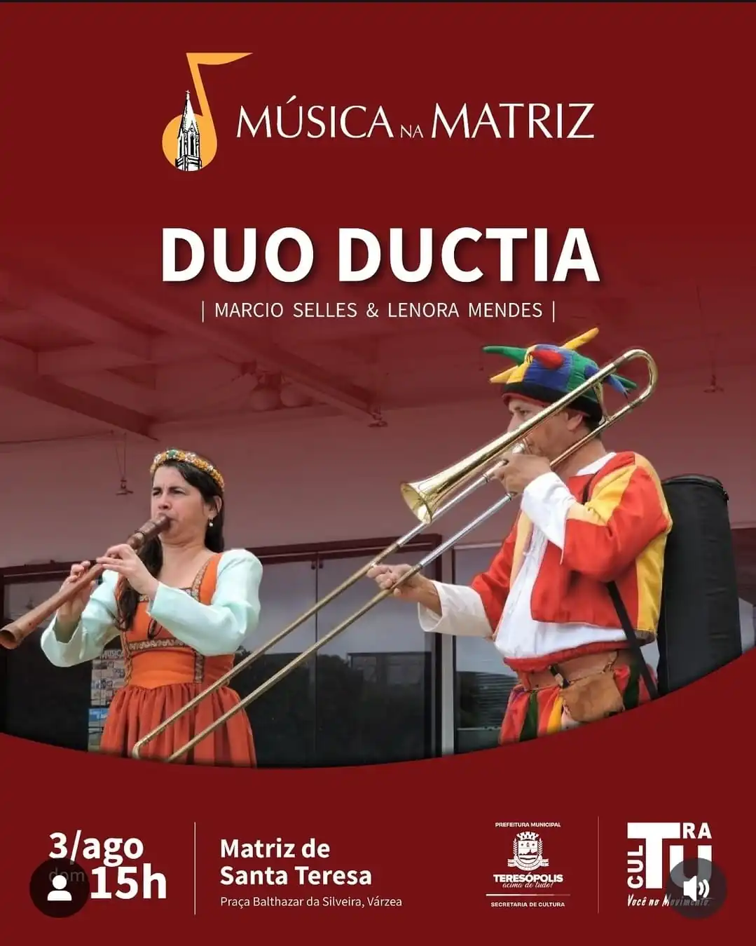 Leia mais sobre o artigo Música na Matriz: Duo Ductia apresenta concerto de Música Antiga em Teresópolis