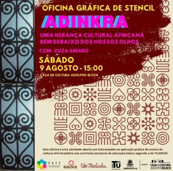 Leia mais sobre o artigo Casa de Cultura de Teresópolis recebe oficina de stêncil Adinkra