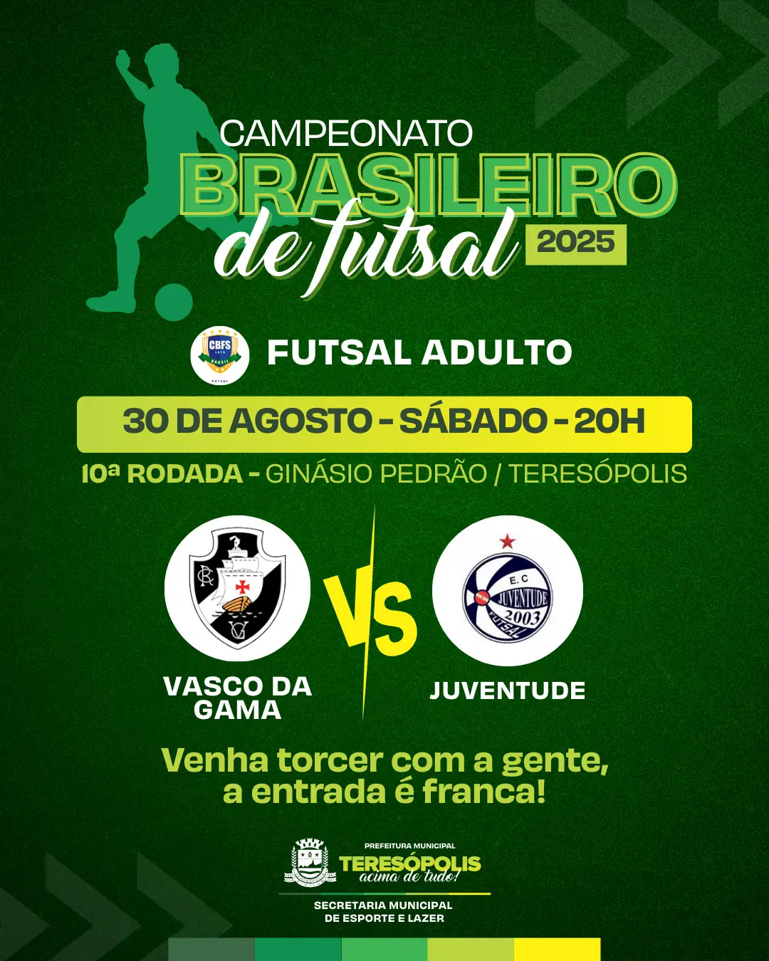 No momento, você está visualizando 10ª rodada do Brasileiro de Futsal: Vasco da Gama encara o Juventude neste sábado no Ginásio Pedrão