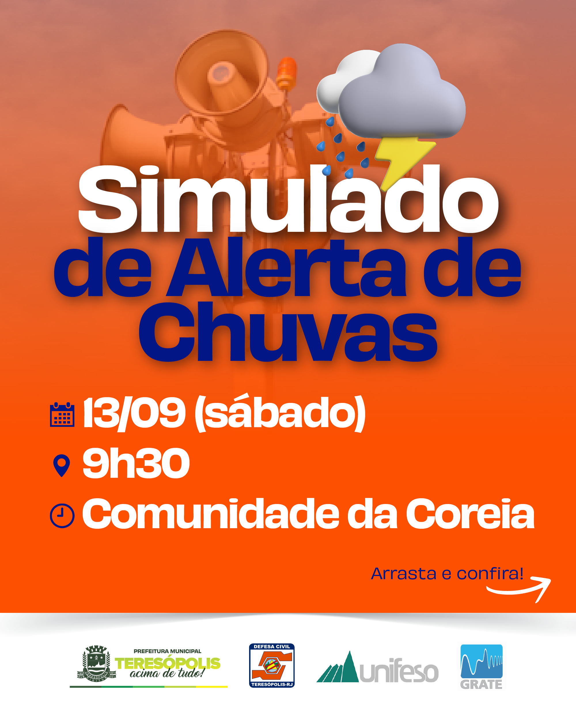 No momento, você está visualizando Defesa Civil realiza Simulado de Alerta de Chuvas na Comunidade da Coreia