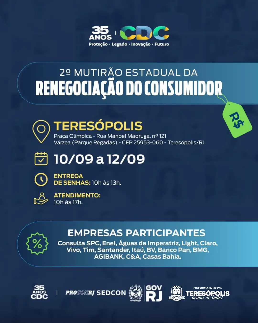 No momento, você está visualizando 2º Mutirão Estadual da Renegociação do Consumidor acontece de quarta, 10, a sexta, 12/9, em Teresópolis
