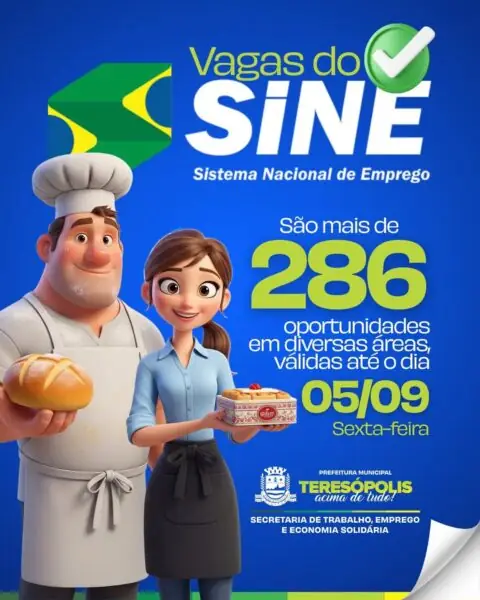 Leia mais sobre o artigo Sine Teresópolis tem 286 vagas de emprego até sexta, 5 de setembro