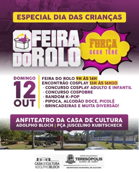 Leia mais sobre o artigo Casa de Cultura de Teresópolis recebe Feira do Rolo e Encontrão Cosplay no domingo, Dia das Crianças