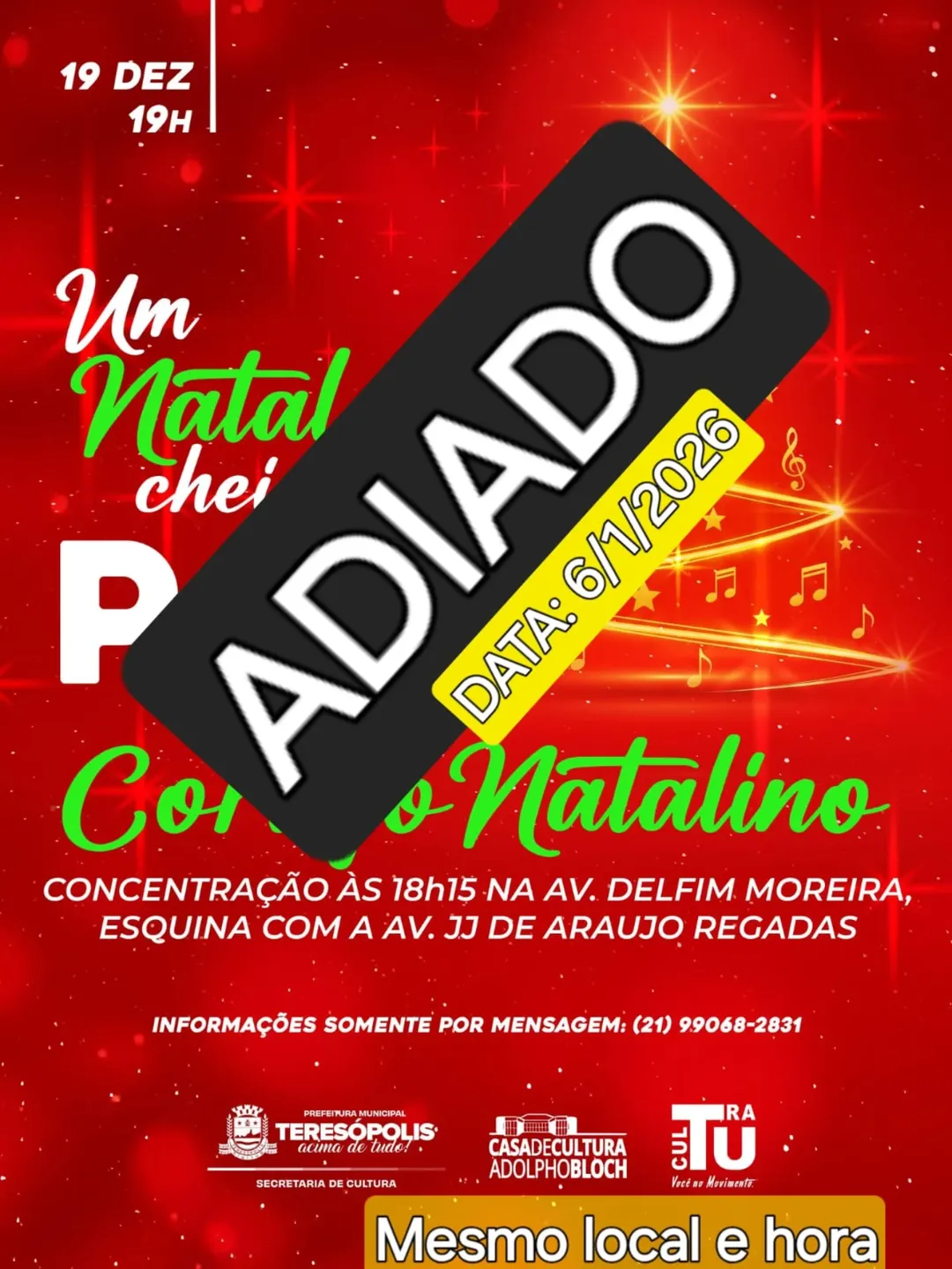 Leia mais sobre o artigo Cortejo Natalino adiado