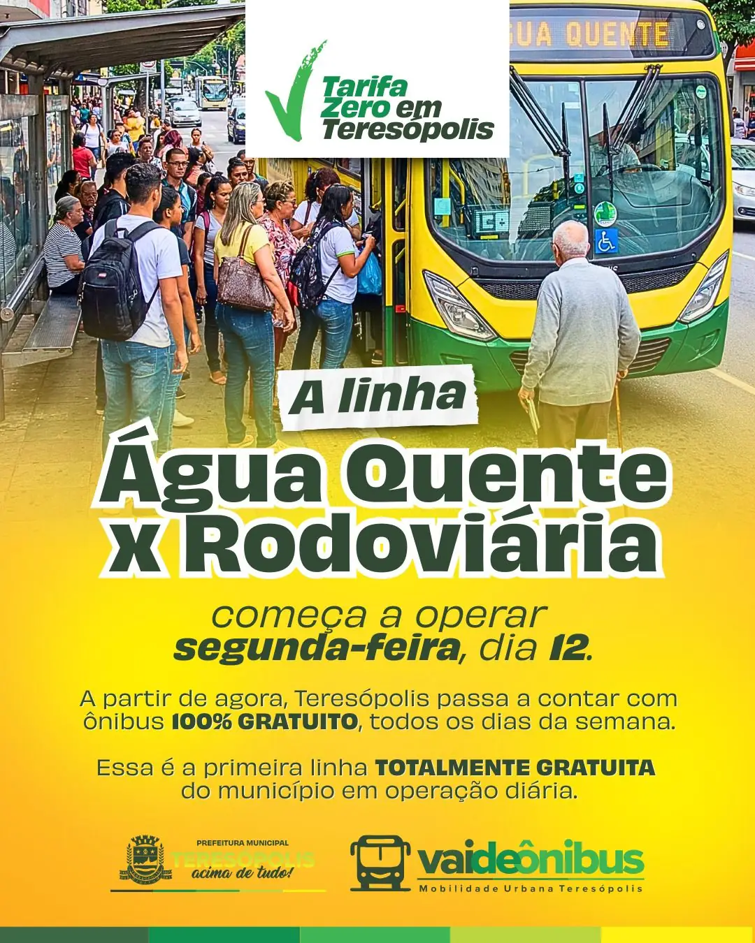 Leia mais sobre o artigo Tarifa Zero em Teresópolis: Ônibus Água Quente x Rodoviária começa a operar na segunda-feira, dia 12