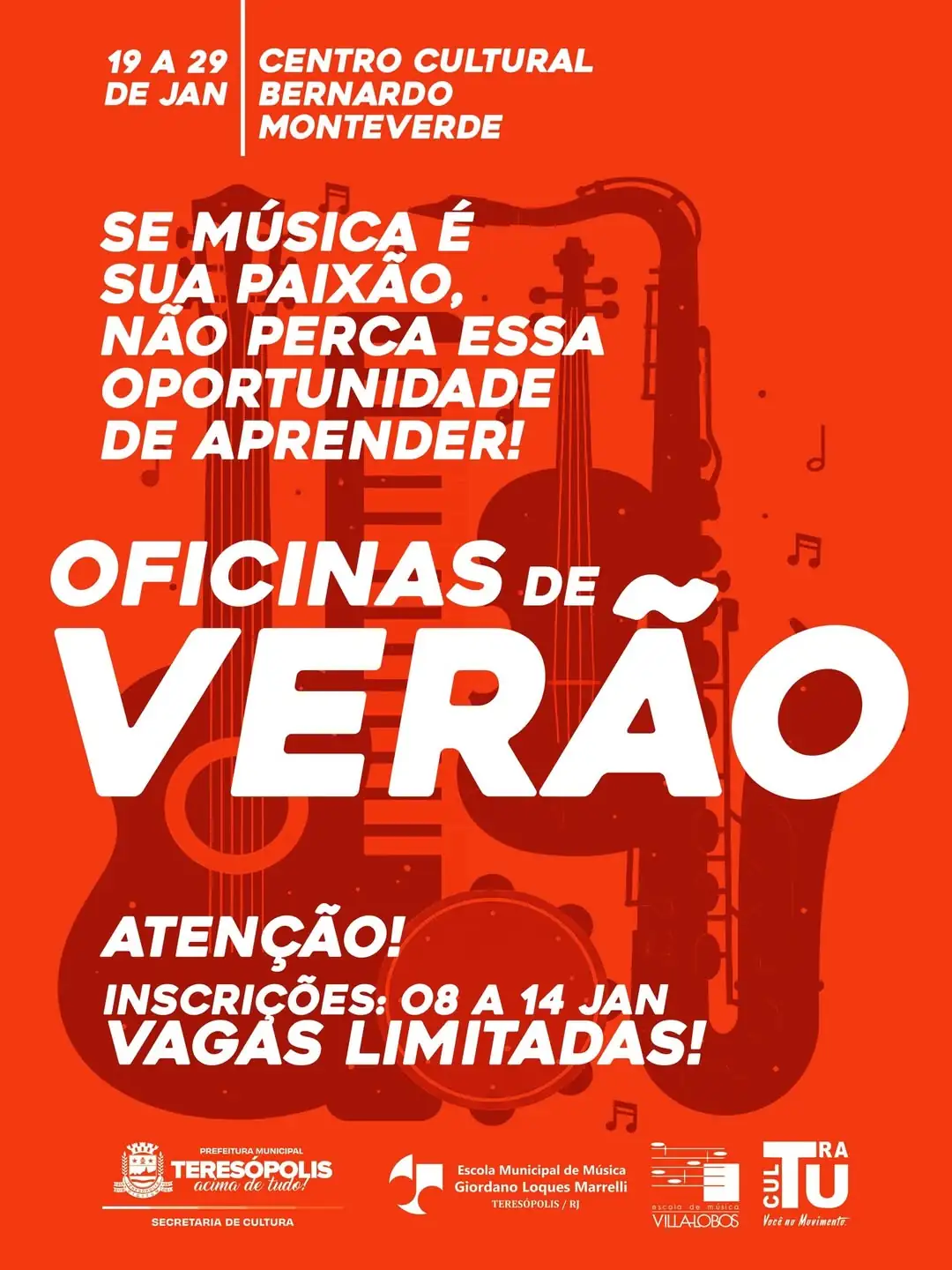 Leia mais sobre o artigo Cultura abre inscrição online para Oficinas de Verão na Escola Municipal de Música de Teresópolis
