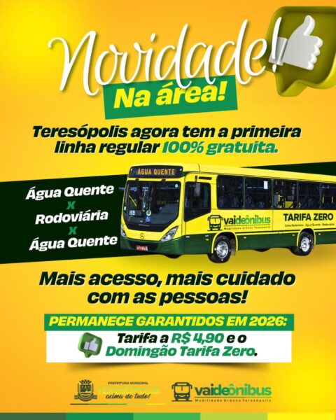 Leia mais sobre o artigo Compromisso com a população: Prefeitura de Teresópolis mantém tarifa de ônibus a R$ 4,90 e a gratuidade aos domingos em 2026 e cria linha 100% gratuita