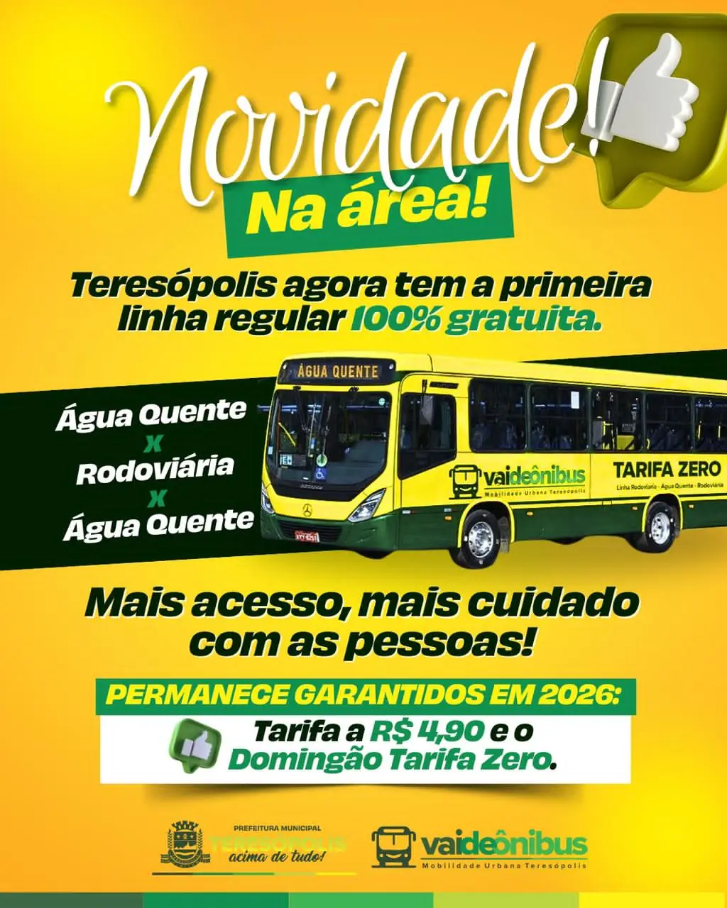 No momento, você está visualizando Compromisso com a população: Prefeitura de Teresópolis mantém tarifa de ônibus a R$ 4,90 e a gratuidade aos domingos em 2026 e cria linha 100% gratuita