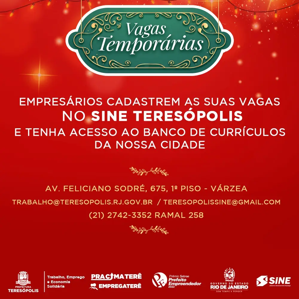 You are currently viewing Empresários de Teresópolis podem cadastrar vagas de empregos temporários no SINE