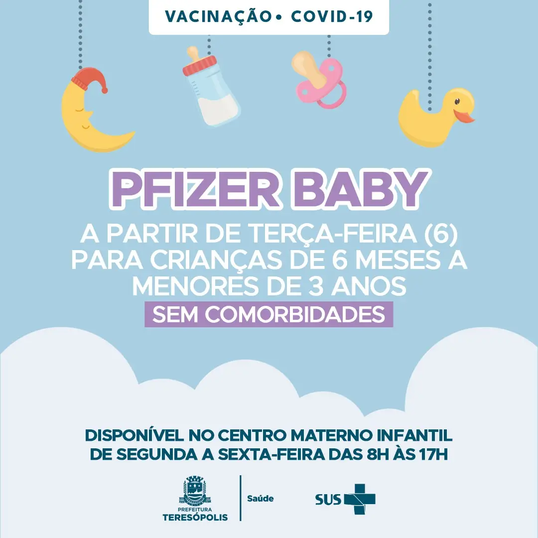 Read more about the article Teresópolis inicia vacinação contra Covid-19 em crianças de 6 meses a menores de 3 anos, sem comorbidade