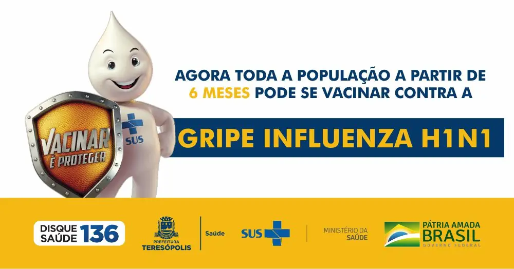 Leia mais sobre o artigo Teresópolis amplia imunização contra a influenza H1N1 (gripe) para toda a população a partir de 6 meses de idade