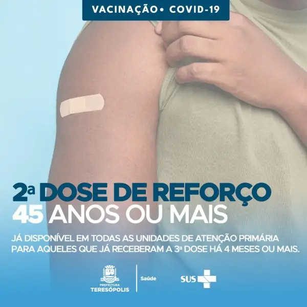 Leia mais sobre o artigo Teresópolis começa a aplicar a segunda dose de reforço contra Covid-19 na população de 45 anos ou mais nesta terça-feira (21)